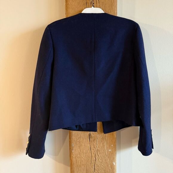 NWT L'AGENCE True Collarless Wool Blend Jacket - Midnight Navy Blue, Size 10 - Picture 11 of 12